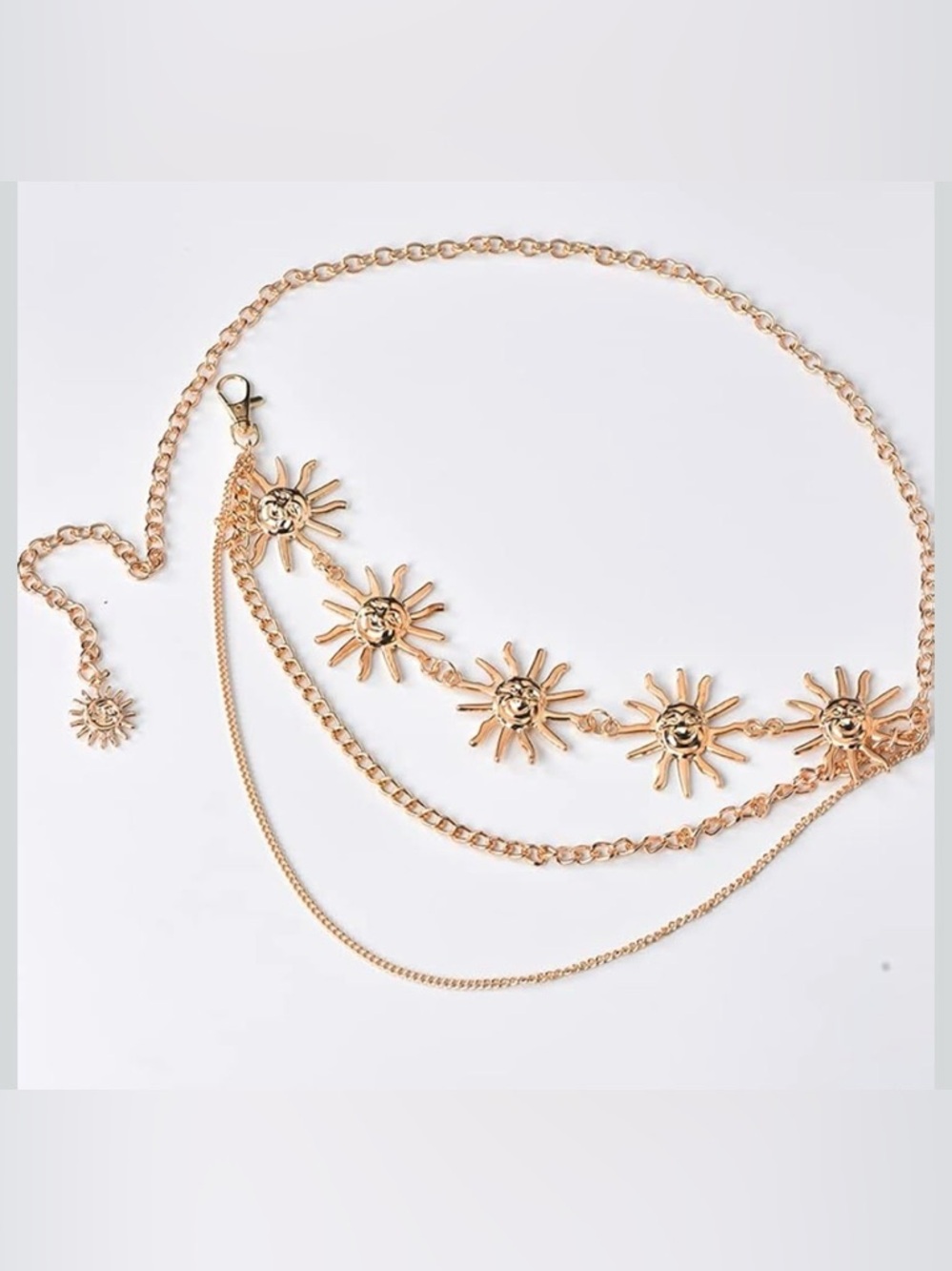 Sun Waist Chain Multilayer Belt for Women Gold Body Multi Layered Belly Chain